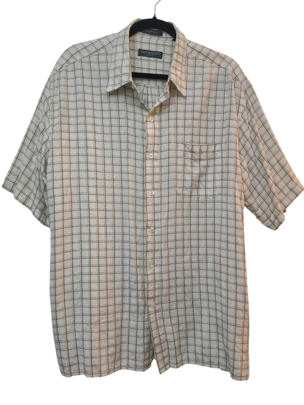 Vintage Lyle & Scott Silk Bamboo Shirt XL Mens Y2K Checkered Button Up Casual